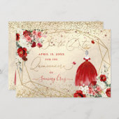 PixDezinesキンセアニェラレッドガウンの保存日 招待状 (正面/裏面)