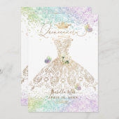 PixDezinesキンセアニェラ白金ゴールドガウン蝶 招待状 (正面/裏面)