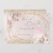 PixDezinesキンセアニェラ赤面ピンクサンキューカード 招待状 (正面/裏面)