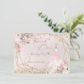 PixDezinesキンセアニェラ赤面ピンクサンキューカード 招待状 (スタンド正面)