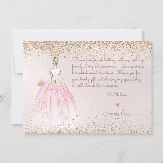 PixDezinesキンセアニェラ赤面ピンクサンキューカード 招待状 (裏面)