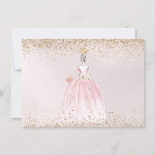 PixDezinesキンセアニェラ赤面ピンク日付を保存 招待状 (裏面)