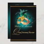 PixDezinesキンセアニェラ/ティール（緑がかった色）/DIYカラー！! 招待状 (正面/裏面)