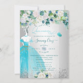 PixDezinesキンセアニェラH2フラワーアクアブルードレス 招待状 (裏面)