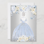 PixDezinesキンセアニェラH2花ほこりっぽいブルーバラ 招待状 (裏面)