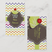 PixDezinesキーライムスワールカップケーキ+シェブロン 名刺 (正面/裏面)