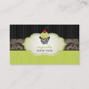 PixDezinesキーライムスワールcupcake+pinstripes 名刺