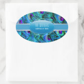 PixDezinesクジャクの羽 楕円形シール (バッグ)