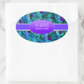 PixDezinesクジャクの羽 楕円形シール (バッグ)