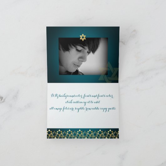 PixDezinesクラシック感謝してい(ユダヤ教の)バル・ミツバーユー/DIYカラー サンキューカード (内部)