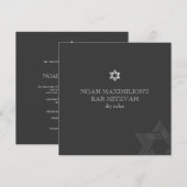 PixDezinesクラシック（ユダヤ教の）バル・ミツバー/グレー+シルバー/ダイカラー 招待状 (正面/裏面)