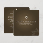 PixDezinesクラシック（ユダヤ教の）バル・ミツバー/ブラウン/デイカラー 招待状 (正面/裏面)