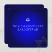 PixDezinesクラシック（ユダヤ教の）バル・ミツバー/cobalt/silver 招待状 (正面/裏面)