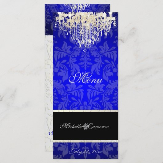 PixDezinesクリスタルシャンデリア/バロック風ダマスクメニュー メニュー (正面/裏面)