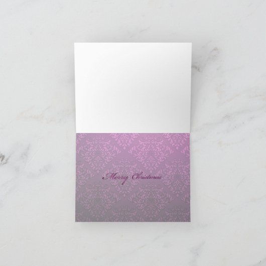 PixDezinesクリスマスオーナメント/紫ダマスク シーズンカード (内部)