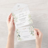 PixDezinesクリーミーエレガントホワイトローズ オールインワン招待状 (貼ってはがせる)