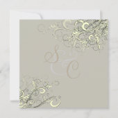 PixDezinesクリームスワール+グラファイト/DIYバックグラウンド 招待状 (正面)