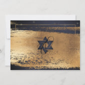 PixDezinesグラファイトグレー金ゴールドブラシストローク（ユダヤ教の）バル・ミツバー 招待状 (裏面)