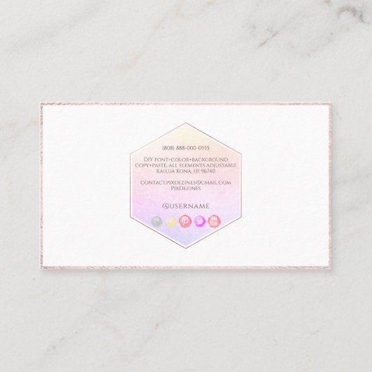 PixDezinesグラムピンク |赤面+ハニカム 名刺 (裏面)