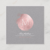 PixDezinesグラムモノグラム黒+バラ金ゴールドスポット スクエア名刺 (正面)