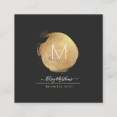 PixDezinesグラムモノグラム黒+金ゴールドスポット スクエア名刺 (正面)