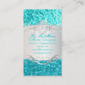 PixDezinesグリッターアクアブルー 名刺 (裏面)
