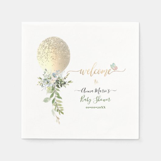 PixDezinesグリッターバルーンAnyイベントへようこそ スタンダードカクテルナプキン (正面)