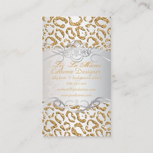 PixDezinesグリッターフェイクジャガー/シルフェイクバー 名刺 (裏面)