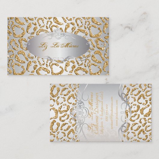 PixDezinesグリッターフェイクジャガー/シルフェイクバー 名刺 (正面/裏面)