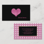PixDezinesグリッターRaspberry Pinkハート 名刺 (正面/裏面)