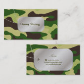 PixDezinesグリーンカモフラージュ+ドッグタグ 名刺 (正面/裏面)