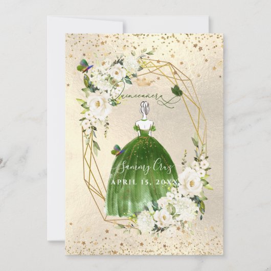 PixDezinesグリーンキンセアニェラH2アラバスターバラ 招待状 (正面)