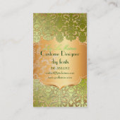 PixDezinesグリーンフローラダマスク/パーチフェイクメント 名刺 (裏面)