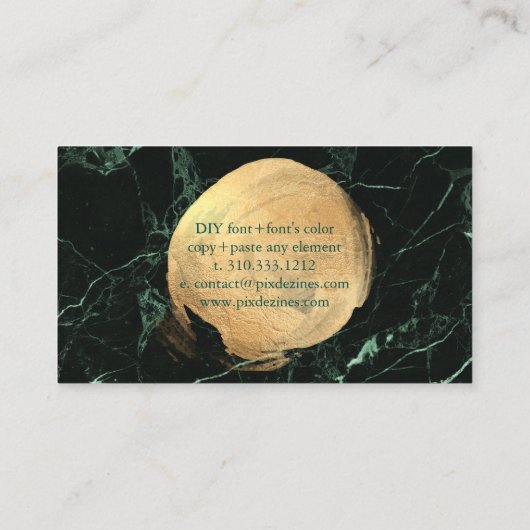 PixDezinesグリーンマーブル+フェイク金ゴールドスポット 名刺 (裏面)
