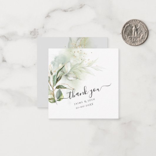 PixDezinesグリーンリーウォーターカラーユーカリプタスブランチN ノートカード (正面/裏面インサイチュ)