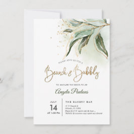 PixDezinesグリーン金ゴールドユーカリプトゥスブルンチバブリー 招待状