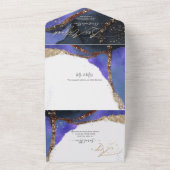 PixDezinesコズミックバイオレットブルーバー（ユダヤ教の）バル・ミツバー オールインワン招待状 (外側)