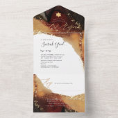 PixDezinesコズミックブルガンディブラック金ゴールドバルミツワー オールインワン招待状 (内側)