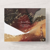 PixDezinesコズミックブルガンディブラック金ゴールドバルミツワー オールインワン招待状 (裏面)