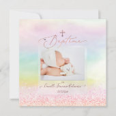 PixDezinesコットンキャンディグリッター、バプテメファイル 招待状 (正面)