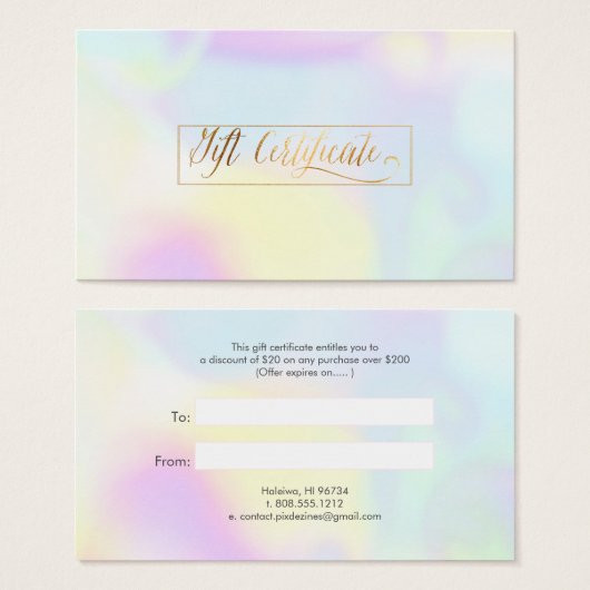 PixDezinesコットンキャンディホログラフィックギフトカード (正面&裏面)