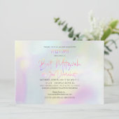 PixDezinesコットンキャンディホログラフィックバルミツワー 招待状 (スタンド正面)