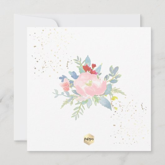 PixDezinesコテージウォーターカラーフラワー《キリスト教》洗礼式や命名式 招待状 (裏面)