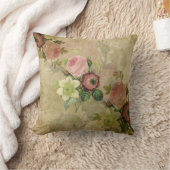 PixDezinesコラージュヴィンテージコテージバラ、ピンク クッション (ブランケット)