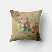 PixDezinesコラージュヴィンテージコテージバラ、ピンク クッション (裏面)