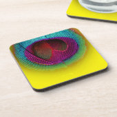 PixDezinesゴージャスピーコックアイ/ティール(緑がかった色)+ピンク コースター (左側)