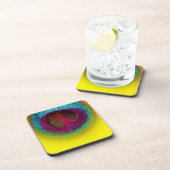 PixDezinesゴージャスピーコックアイ/ティール(緑がかった色)+ピンク コースター (右側)