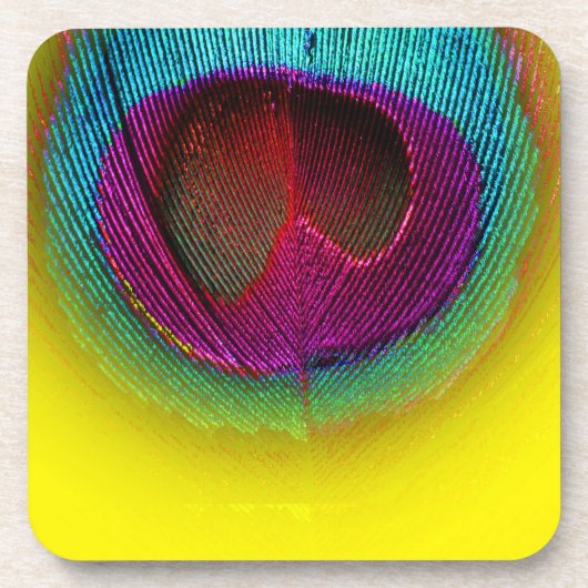 PixDezinesゴージャスピーコックアイ/ティール(緑がかった色)+ピンク コースター (正面)