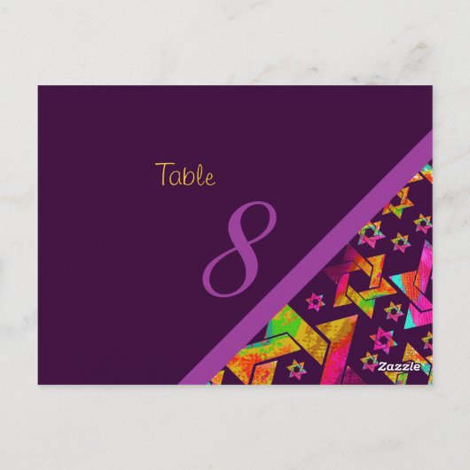 PixDezinesサイケデリックスター、テーブル番号カード ポストカード (裏面)