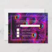 PixDezinesサイケデリック孔雀フェザー/ホットピンク 出欠カード (裏面)